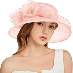 Pink Peach Derby Church Fashion Hat Bridal Tea Party Wedding Horse‎ Race